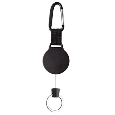 Afbeelding van KUUQA Heavy Duty intrekbare sleutelhanger met 100cm staaldraad, zwart