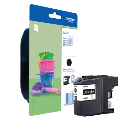 Afbeelding van Brother inktcartridge, 260 pagina&#039;s, OEM LC 221BKBP, zwart inktcartridge