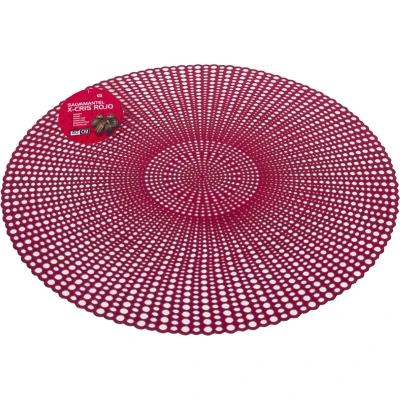 Afbeelding van Ronde kunststof dinner Placemats rood kleur met diameter 40 cm