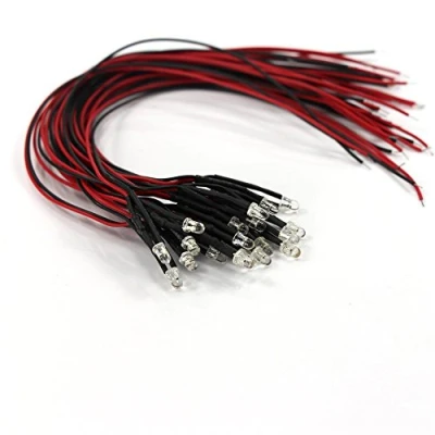 Afbeelding van Evemodel L123WM 20 stks Pre Bedrade 3mm WARM Wit Led Lamp Licht Set 12 V 18 voor Trein Layout NIEUWE