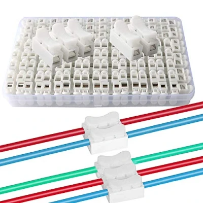 Afbeelding van QitinDasen 62Pcs Premium Veerdraadconnectoren Kit, Snelconnector Klemmenblok, Elektrische Kabelklem Klemmenblokconnector, LED Strip Lichte Draadverbinding (50Pcs CH2 + 12Pcs CH3)