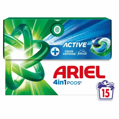 Afbeelding van Ariel 4in1 Wasmiddel Pods Actieve Geurbestrijding 15 stuks