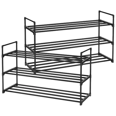 Afbeelding van Set van 2 schoenenrekken 3 niveaus 91.7x52.4x29.3 cm zwart