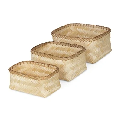 Afbeelding van Compactor Set 3 Cestini Portaoggetti in bambù Natural, Colore Beige, L: 30 x 19 H 15 cm, M: 26 12 S: 23 10 RAN6435