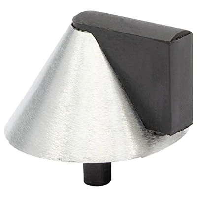 Afbeelding van WAGNER Vloer deurstopper CONE diameter Ø 39 x 25 mm, zamak gegoten rvs look, zachte aanslag uit thermoplastisch rubber, zwart, voor schroeven inclusief bevestigingsmateriaal 15504911