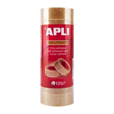 Afbeelding van APLI 12490 Helder plakband 19 mm x 33 m 8 u.