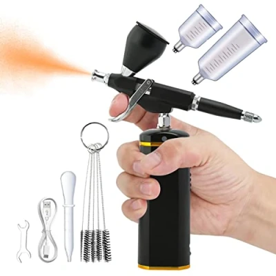 Afbeelding van Airbrush Kit Mini Oplaadbare Draadloze Compressor Dual Action Handheld Gun