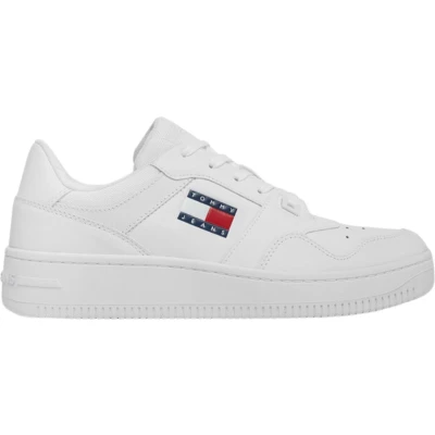 Afbeelding van Tommy Jeans Retro Basket Sneakers laag, Heren, Maat: 43, White Leer en textiel