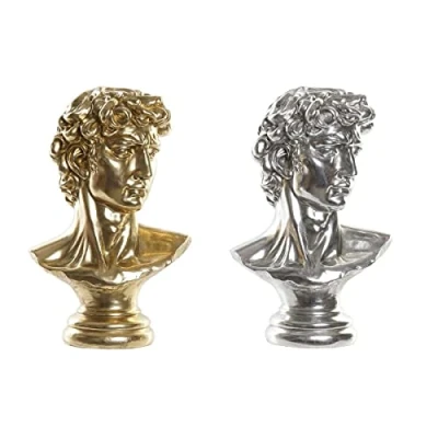 Afbeelding van Decoratieve figuren DKD Home Decor 24,5 x 17,5 36 cm Zilverkleurig Gouden Buste Neoklassiek (2...