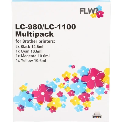 Afbeelding van FLWR Brother LC 980 / 1100 Multipack zwart en kleur cartridge
