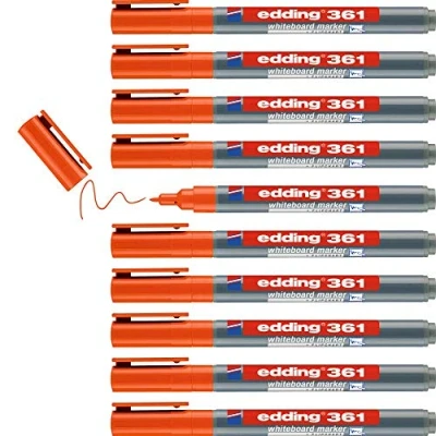 Afbeelding van edding 361 whiteboardmarker oranje 10 whiteboardstiften ronde punt 1 mm boardmarker uitwisbaar voor whiteboard, flipchart, magneetbord, prikbord, memobord sketchnotes