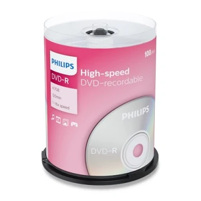 Afbeelding van DVD R 4,7 GB PHILIPS 16x Speed Cakebox 100 stuks