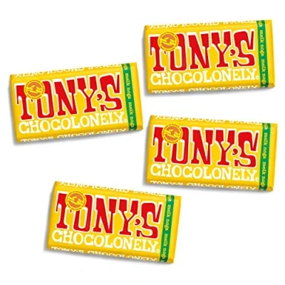 Afbeelding van Tony&#039;s Chocolonely Melk Noga Chocolade Reep 4 x 180 gram Chocola