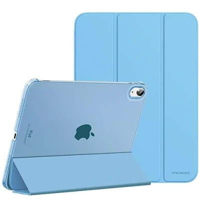Afbeelding van MoKo for iPad 10th Generation Case 2022, Slim Stand Hard PC Translucent Back Shell Smart Cover Gen 10.9 inch Support Touch ID, Auto Wake/Sleep, Sunny Sky Blue
