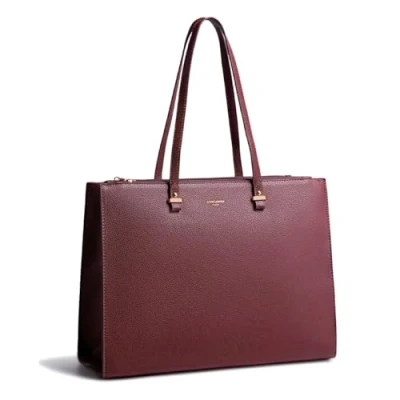 Afbeelding van David Jones Handtas voor dames, grote maat XL schoudertas middelbare school, werk, zakelijk, formaat A4 tas van kunstleer, shopper, handvat, lange laptoptas, Bordeaux rood, One Size