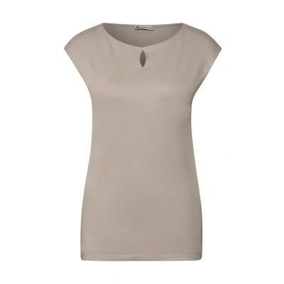 Afbeelding van Street One MIT Cutout Tshirt print, Dames, Maat: 40, Beige