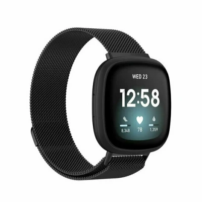 Afbeelding van Fitbit Versa 3/4 &amp; Sense 1/2 milanese bandje Small Zwart
