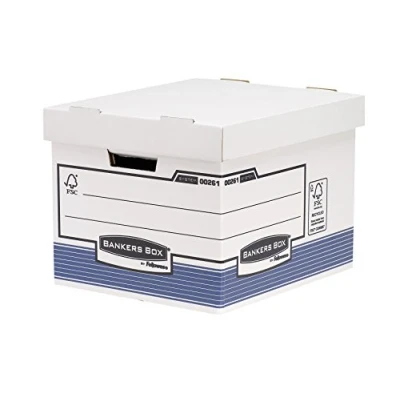 Afbeelding van Fellowes R Kive Prima Standard archiefdoos met automatische FastFold constructie, 10 stuks, wit/blauw