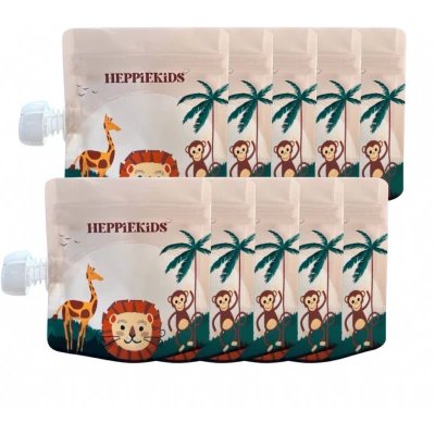 Afbeelding van knijpzakjes herbruikbaar 10 stuks Voor babyvoeding, babysnacks of babyhapjes hervulbare Knijpfruit zakjes Herbruikbare babyvoeding invriezen