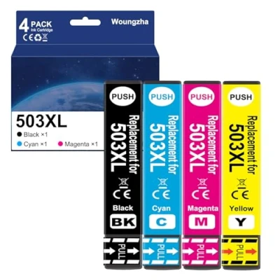 Afbeelding van Woungzha 503XL inktpatronen, compatibel met Epson 503 XL, voor Expression Home XP 5200 5205 Workforce WF 2960DWF 2965DWF (4 stuks)