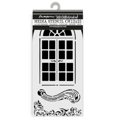 Afbeelding van Stamperia Thick Stencils for Scrapbooks, Albums, Cards, Bullet Journalling, and More, Flexible Material, Easy to Clean, Perfect Hobbies, Crafts Gifting (Masquerade, Window)