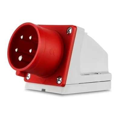 Afbeelding van REV 0510602555 CEE stekker wandmontage, 400V, 16A, 5 polig, 3P + N PE, IP44, rood