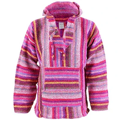 Afbeelding van Siesta Mexicaanse Baja Jerga Natuurlijke en Zwarte Hippie Top Met Capuchon, Roze Multi, XL