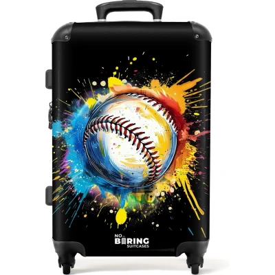 Afbeelding van NoBoringSuitcases.com® Koffer groot Rolkoffer lichtgewicht Honkbal met graffiti Reiskoffer 4 wielen Grote trolley XL 20 kg bagage