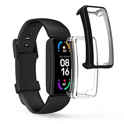 Afbeelding van kwmobile 2x smartwatch hoes geschikt voor Fitbit Inspire 3 / 2 Ace hoesje Siliconen sporthorloge cover Activity tracker case in transparant zwart