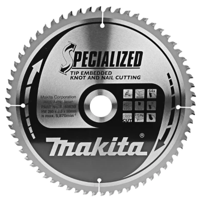 Afbeelding van Makita B 40630 Afkortzaagblad Hout (noest/spijker) 260x30x1,8mm