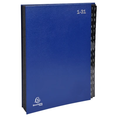 Afbeelding van Exacompta Ref. 57042E 1 Sorteermap Ordonator harde kaft binnenkant in zwarte kaart digitale plastic tabs van tot 31 32 vakken afmeting 25x33 cm voor A4 Kleur: blauw