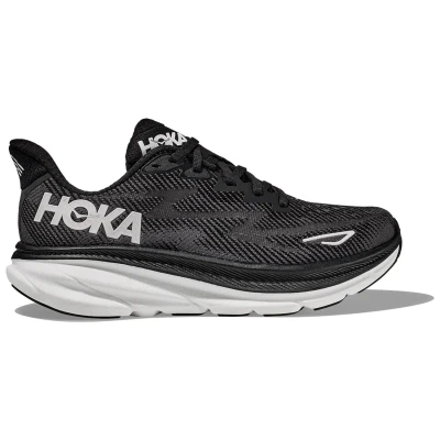 Afbeelding van HOKA Clifton 9 Hardloopschoenen neutraal, Heren, Maat: 45 1/3, Black/white Textiel/ synthetisch