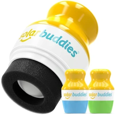 Afbeelding van Solar Buddies Zonnebrandcrème Applicator Groen &amp; Blauw Herbruikbare roll on sponsapplicator voor zonnebrandcrème, zonnebrand en lotion kinderen, volwassenen gezinnen Bevat 100 ml