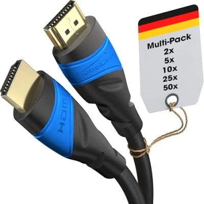 Afbeelding van KabelDirekt HDMI kabel 8K/4K 2x 2 m A.I.S Afscherming, ontworpen in Duitsland (voor alle apparaten zoals PS5/Xbox/Switch 8K@60Hz, 4K@120Hz, High Speed met Ethernet, zwart)