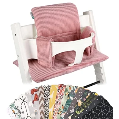 Afbeelding van Stoelverkleiner TrippTrapp Geschikt voor Stokke Tripp Trapp Kussenset Kinderstoel Verkleiner Perfecte Pasvorm Luxe Velvet / Zacht Katoen en Extra Dik Ribstof Roze