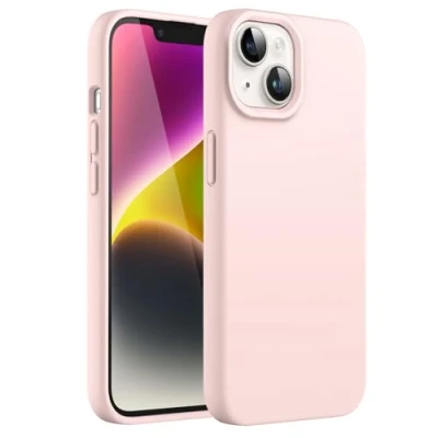 Afbeelding van JETech Siliconen Case voor iPhone 14 6,1 Inch, Zijdezachte Volledig Lichaam Beschermhoes, Schokbestendige Hoesje met Microvezelvoering (Roze)