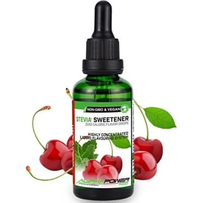 Afbeelding van ALPHAPOWER FOOD ® Stevia Flavor Drops, veganistisch, vloeibaar 1x50 ml kersensmaak, voedselsmaakconcentraat en smaakdruppels Flave Drops zonder suiker, Flav voor eten bakken