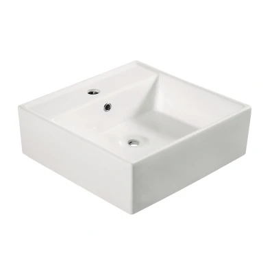 Afbeelding van Wiesbaden Larx waskom vierkant 46 x 16,5 cm keramiek glans wit