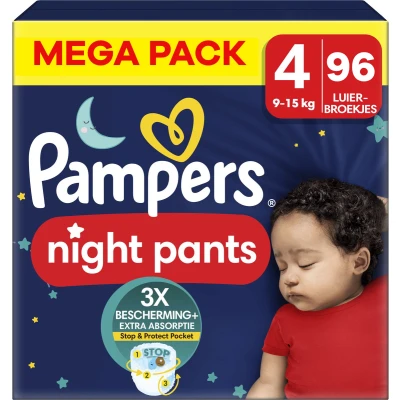 Afbeelding van Pampers Night Pants Maat 4 Mega Pack 96 stuks 9/15 KG