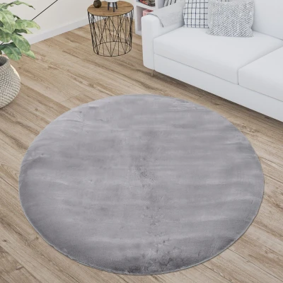 Afbeelding van Paradise Fluffy Vacht Vloerkleed Hoogpolig Zilver Grijs Effen Tapijt 160 cm rond