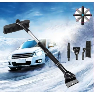Afbeelding van ijskrabber Snow Brush Scraper 3 in 1, telescopische voor auto, afneembare met antislip handgreep, vrachtwagen, SUV (zwart)