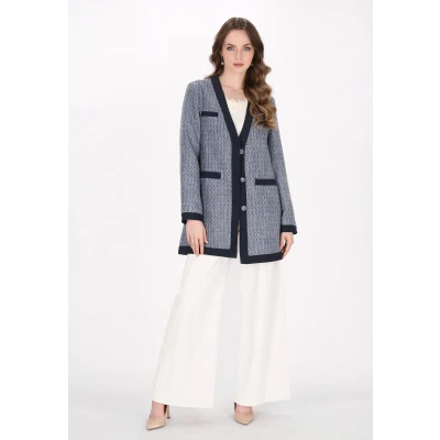 Afbeelding van Dreimaster Halflange jas, Dames, Maat: 42, Navy glitter