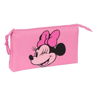 Afbeelding van Pennenetui met 2 vakken Minnie Mouse Loving Roze 22 x 12 3 cm