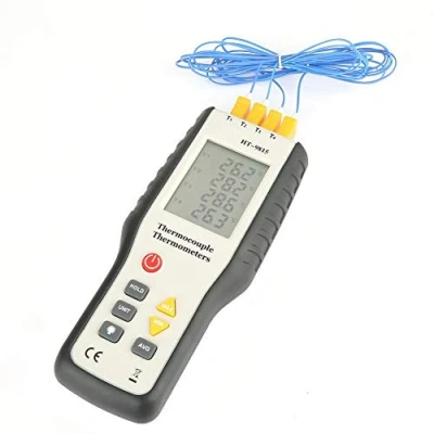 Afbeelding van Akozon Thermokoppel thermometer, digitale HT 9815 4 kanaals K type thermoelement, sensor, LCD instant temperatuurmeter met sensorsonde 328 F 2501