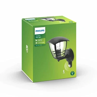 Afbeelding van Creek buitenwandlamp met sensor zwart Philips