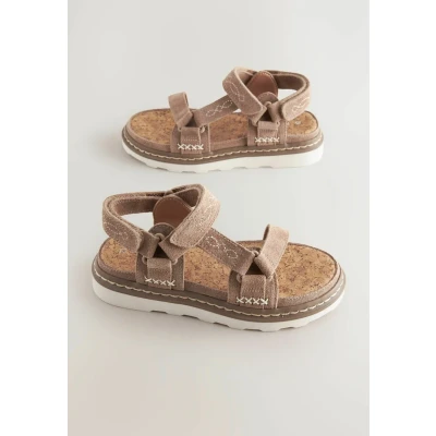 Afbeelding van Next Regular FIT Trekker Touch Fastening Sandalen voor kinderen, Maat: 35.5, Tan brown Veloursleer