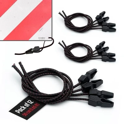Afbeelding van MAGMA 12 Verpakking met elastische spanners, 50 cm, transportroken voor V20 magma, fietsdragers, ogen, luifels, zeilen, zwembad, camping, touwen, verstelbare lengte