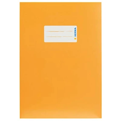 Afbeelding van HERMA 19761 kartonnen envelop DIN A5, boekhouder met tekstveld, van stevig en extra sterk papier, boekbeschermer voor schoolschriften, oranje