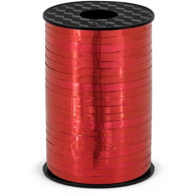 Afbeelding van Sierlint kunststof rood 5 mm x 225 meter cadeaulint &amp; hobbylint hobby/knutselen decoratie inpakken