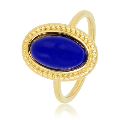 Afbeelding van Vintage ring goudkleurig Met blauwe steen Stainless steel PVD plating luxe cadeauverpakking